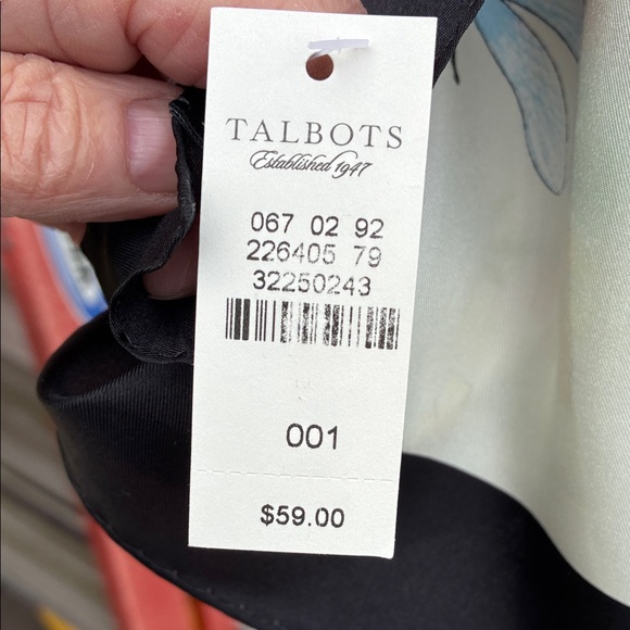 Talbots silk Floral Silk Scarf with Butterfly Design - Picture 4 of 5